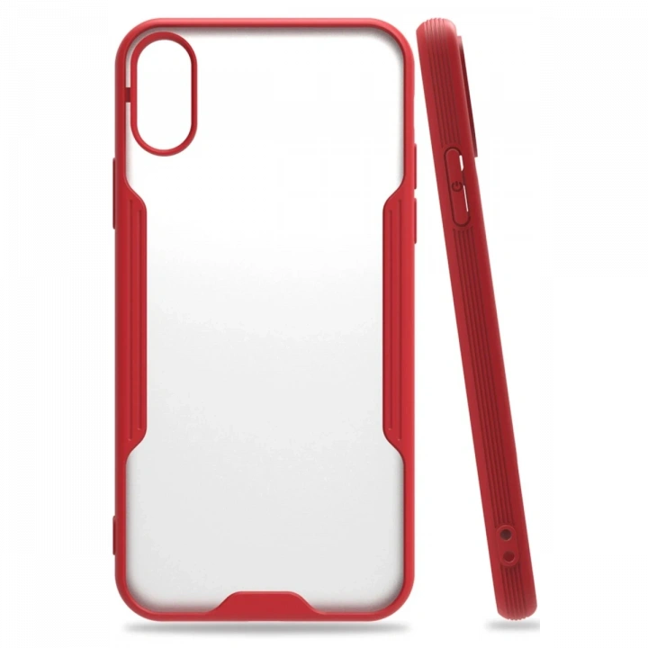 BFS  iPhone X Kılıf Platin Silikon - Kırmızı