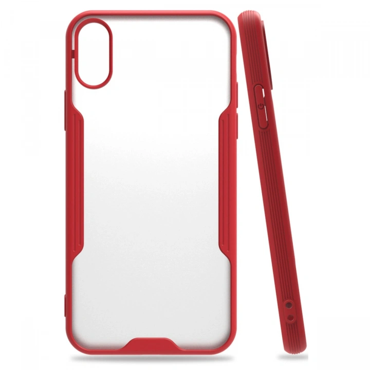 BFS  iPhone X Kılıf Platin Silikon - Kırmızı