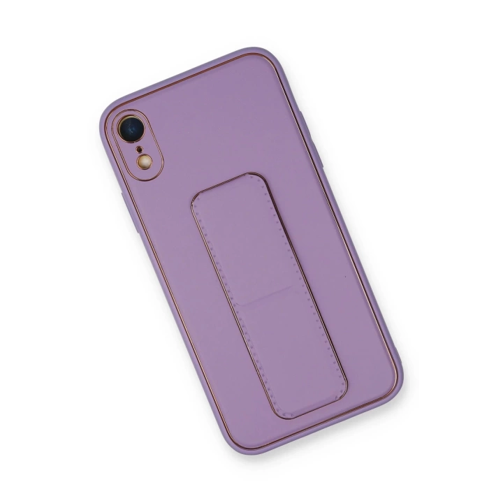 BFS  iPhone XR Kılıf Coco Deri Standlı Kapak - Koyu Lila