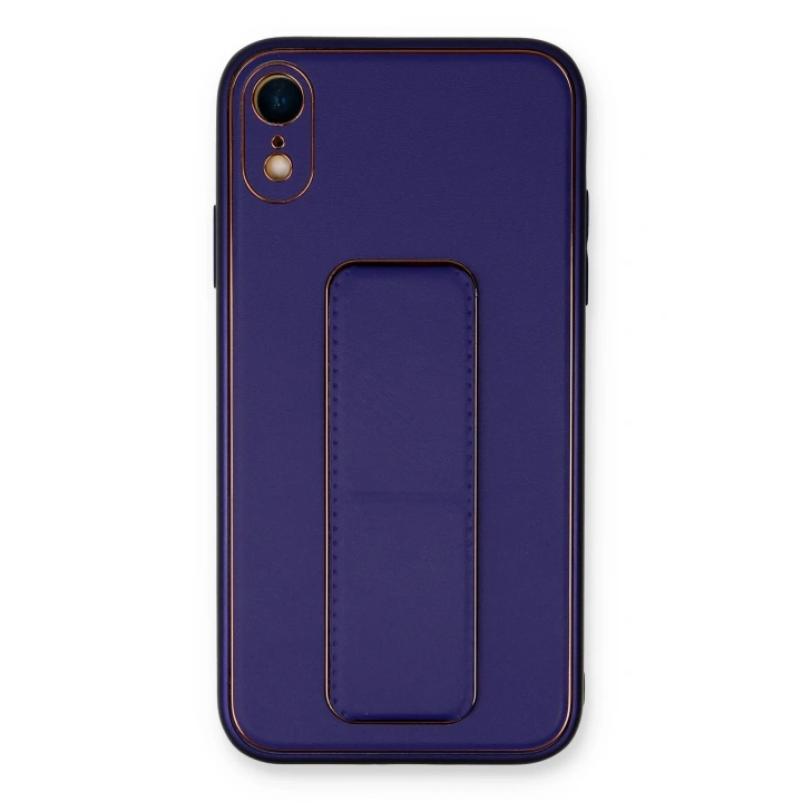 BFS  iPhone XR Kılıf Coco Deri Standlı Kapak - Mor