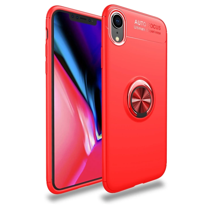 BFS  iPhone XR Kılıf Range Yüzüklü Silikon - Kırmızı