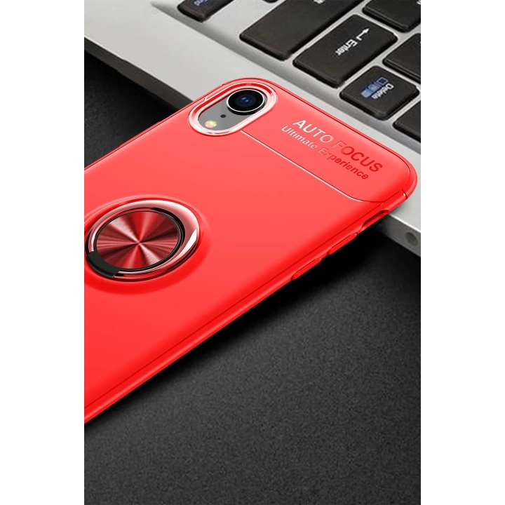 BFS  iPhone XR Kılıf Range Yüzüklü Silikon - Kırmızı