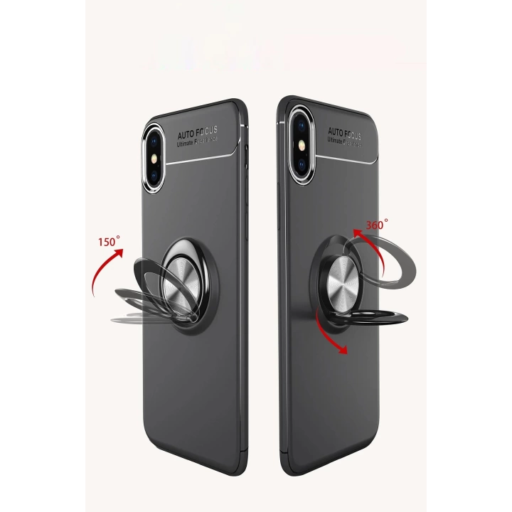 BFS  iPhone XS Kılıf Range Yüzüklü Silikon - Siyah