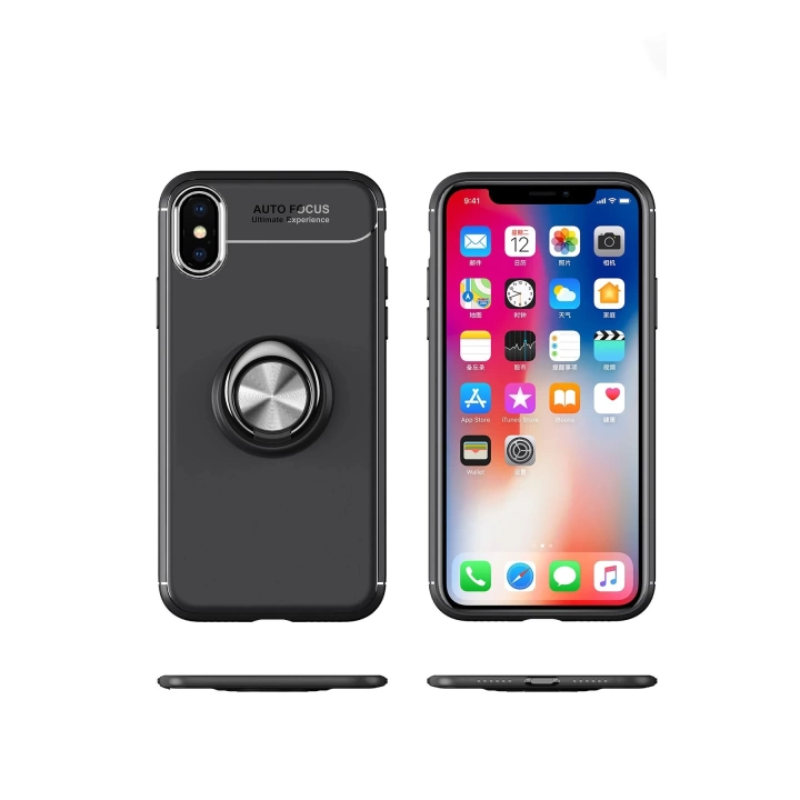 BFS  iPhone XS Kılıf Range Yüzüklü Silikon - Siyah