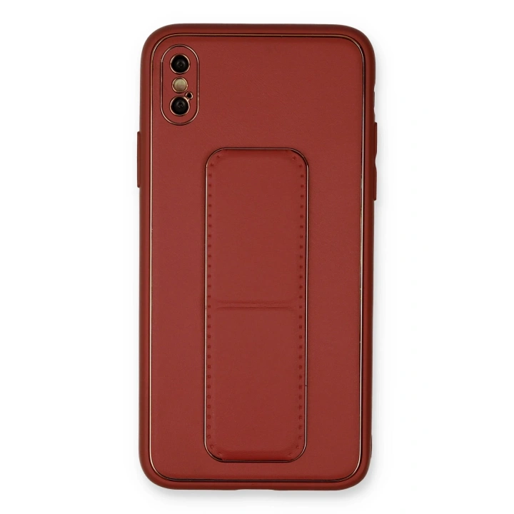 BFS  iPhone XS Max Kılıf Coco Deri Standlı Kapak - Fuşya