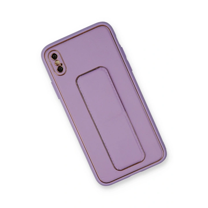 BFS  iPhone XS Max Kılıf Coco Deri Standlı Kapak - Koyu Lila