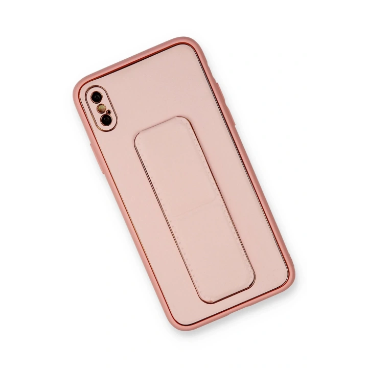 BFS  iPhone XS Max Kılıf Coco Deri Standlı Kapak - Pembe