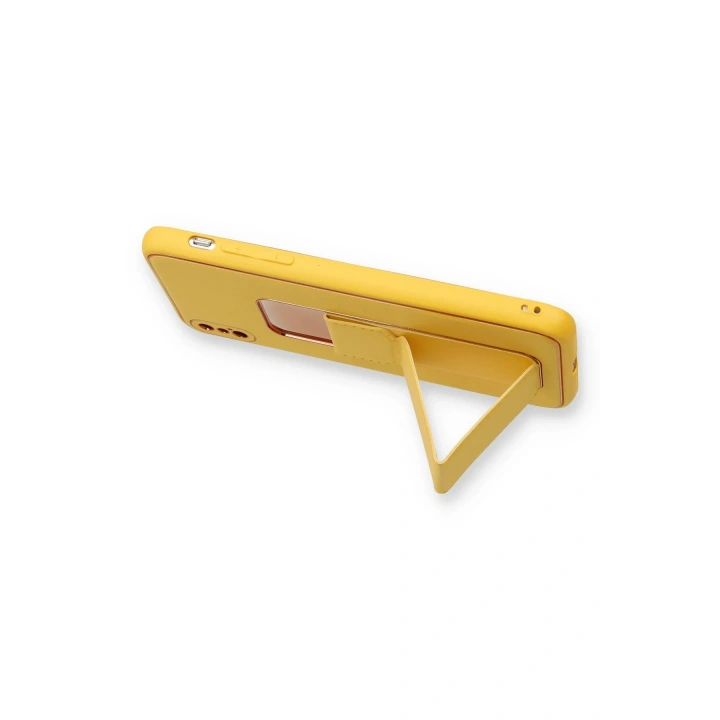 BFS  iPhone XS Max Kılıf Coco Deri Standlı Kapak - Sarı