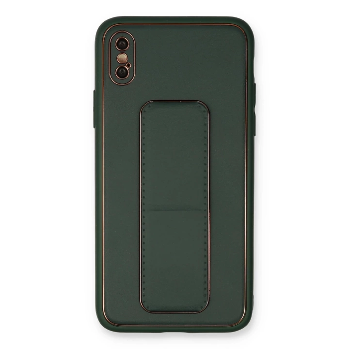 BFS  iPhone XS Max Kılıf Coco Deri Standlı Kapak - Yeşil
