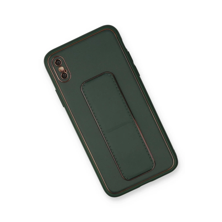 BFS  iPhone XS Max Kılıf Coco Deri Standlı Kapak - Yeşil
