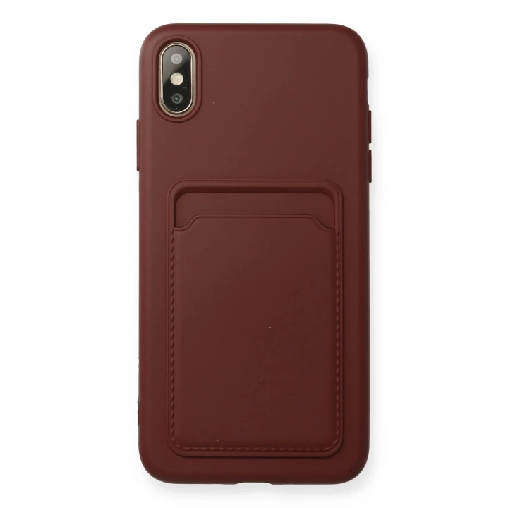 BFS iPhone XS Max Kılıf Kelvin Kartvizitli Silikon - Bordo