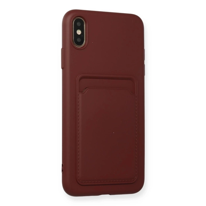 BFS iPhone XS Max Kılıf Kelvin Kartvizitli Silikon - Bordo