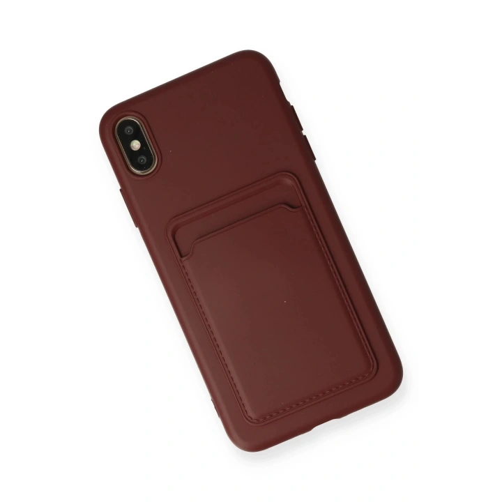 BFS iPhone XS Max Kılıf Kelvin Kartvizitli Silikon - Bordo