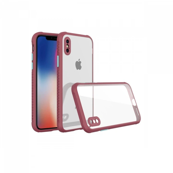 BFS  iPhone XS Max Kılıf Miami Şeffaf Silikon - Fuşya