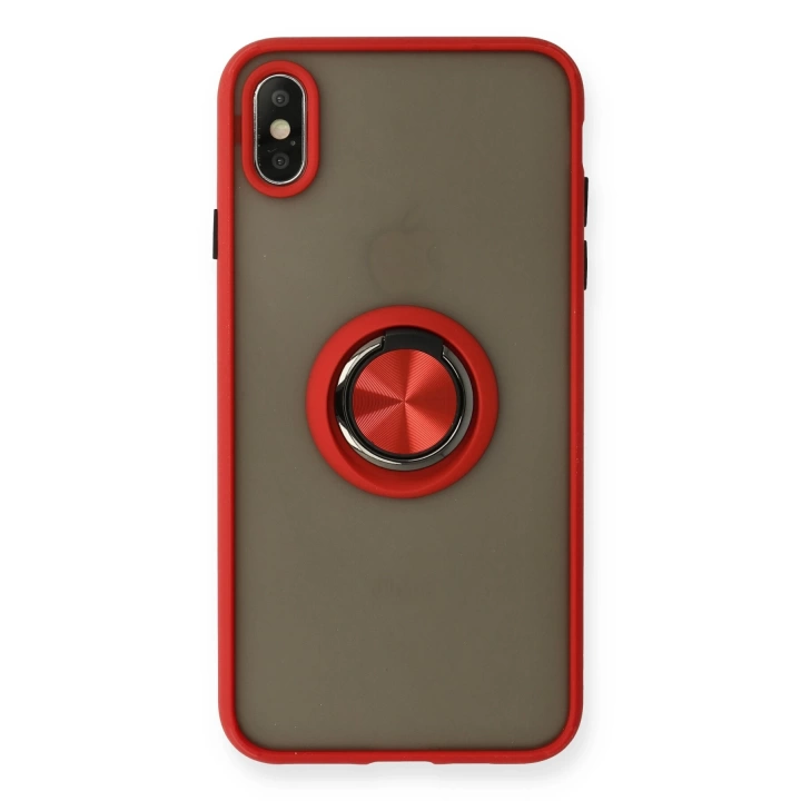 BFS  iPhone XS Max Kılıf Montreal Yüzüklü Silikon Kapak - Kırmızı