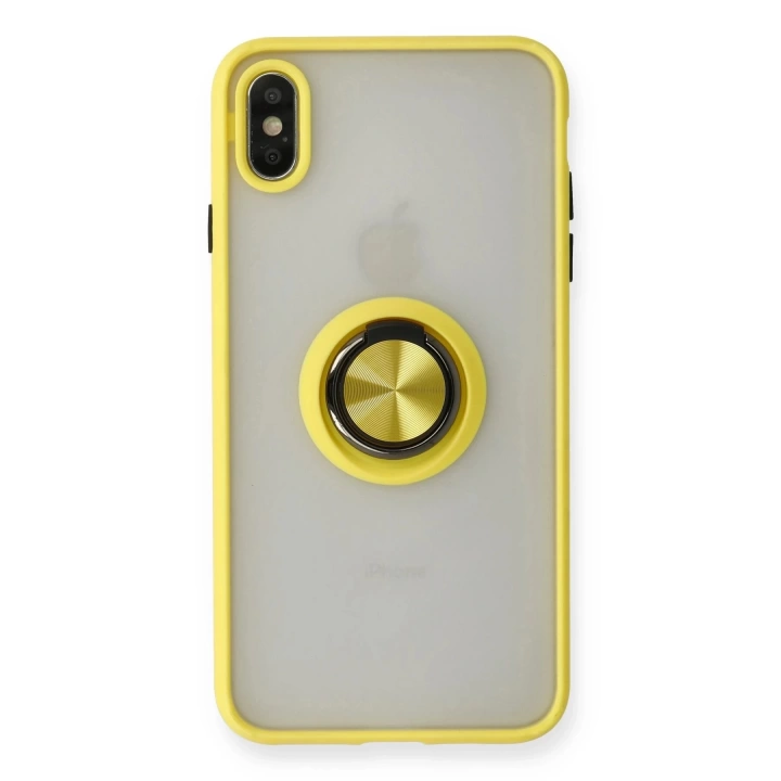 BFS iPhone XS Max Kılıf Montreal Yüzüklü Silikon Kapak - Sarı