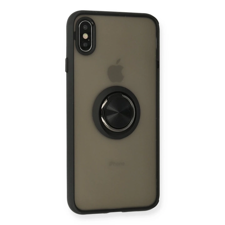 BFS  iPhone XS Max Kılıf Montreal Yüzüklü Silikon Kapak - Siyah