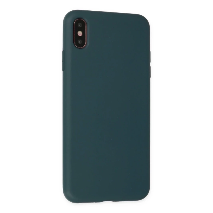 BFS  iPhone XS Max Kılıf Nano içi Kadife Silikon - Koyu Yeşil