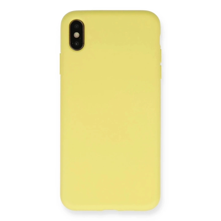 BFS  iPhone XS Max Kılıf Nano içi Kadife Silikon - Mat Sarı