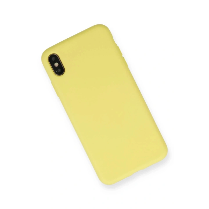BFS  iPhone XS Max Kılıf Nano içi Kadife Silikon - Mat Sarı