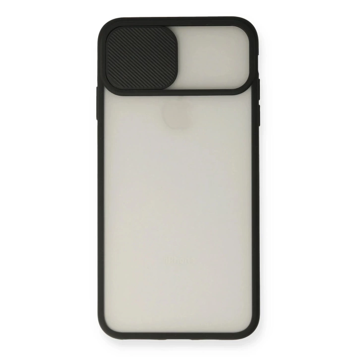 BFS  iPhone XS Max Kılıf Palm Buzlu Kamera Sürgülü Silikon - Siyah