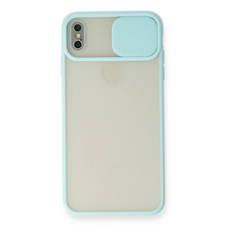 BFS  iPhone XS Max Kılıf Palm Buzlu Kamera Sürgülü Silikon - Turkuaz