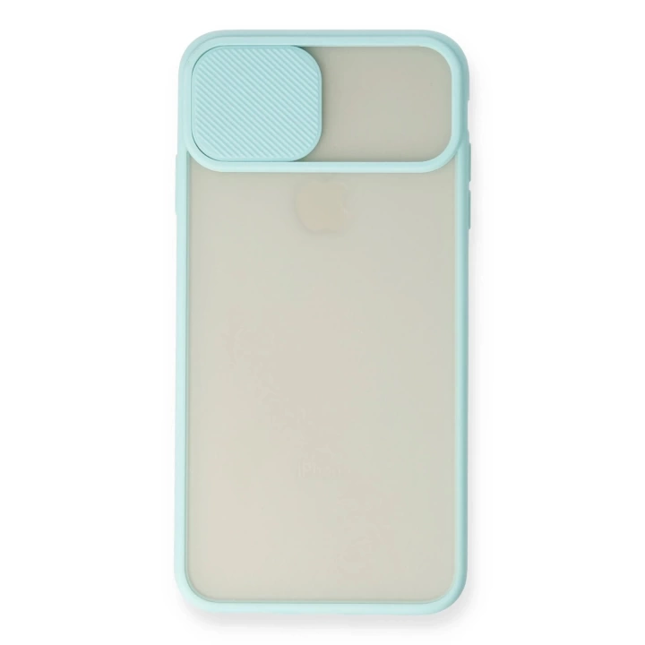 BFS  iPhone XS Max Kılıf Palm Buzlu Kamera Sürgülü Silikon - Turkuaz