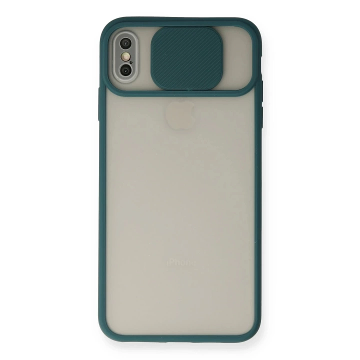 BFS  iPhone XS Max Kılıf Palm Buzlu Kamera Sürgülü Silikon - Yeşil