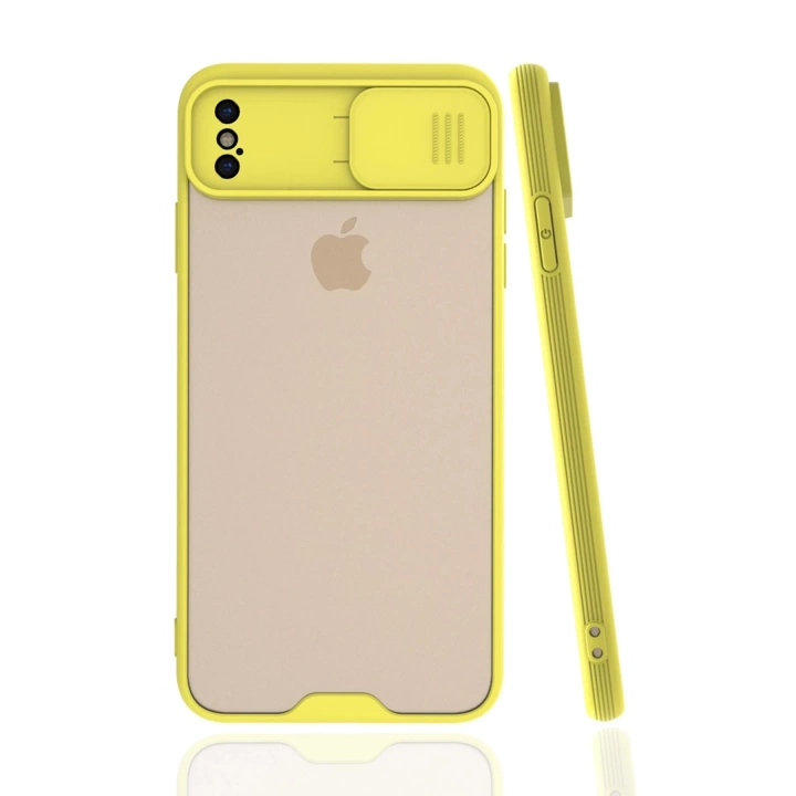 BFS  iPhone XS Max Kılıf Platin Kamera Koruma Silikon - Sarı