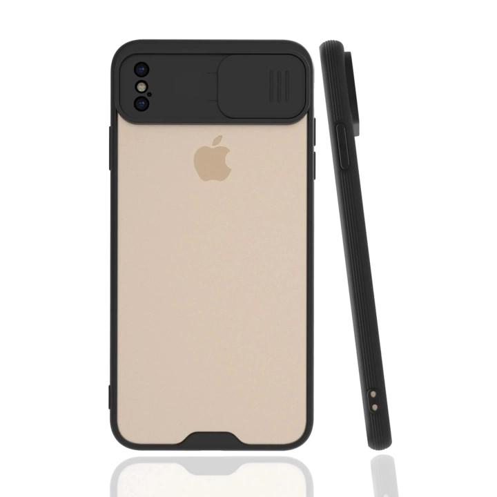 BFS  iPhone XS Max Kılıf Platin Kamera Koruma Silikon - Siyah
