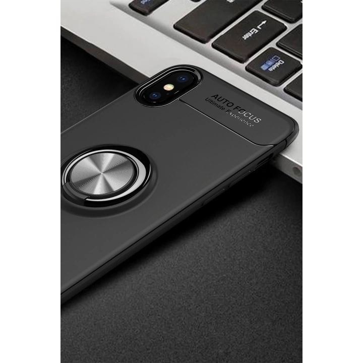 BFS  iPhone XS Max Kılıf Range Yüzüklü Silikon - Siyah