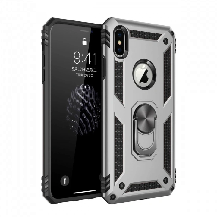 BFS  iPhone XS Max Kılıf Sofya Yüzüklü Silikon Kapak - Gümüş