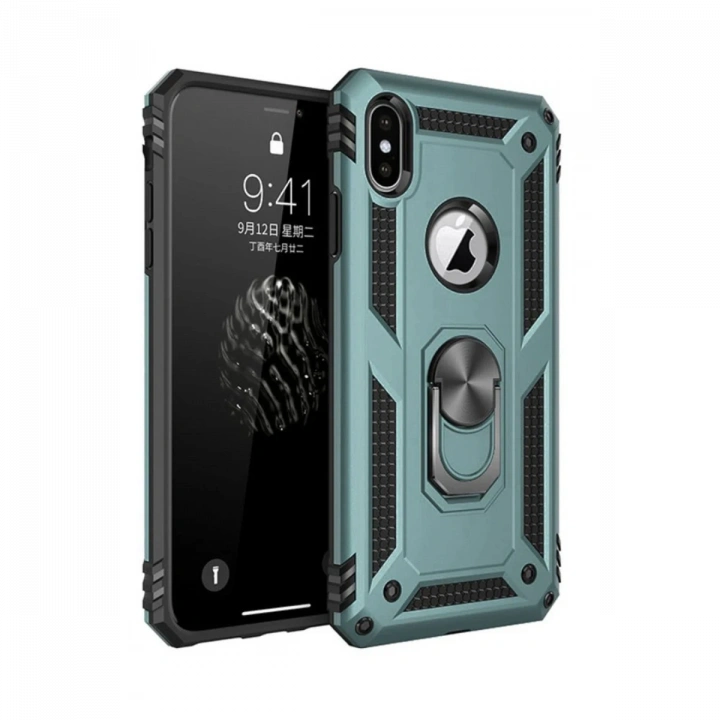 BFS  iPhone XS Max Kılıf Sofya Yüzüklü Silikon Kapak - Yeşil