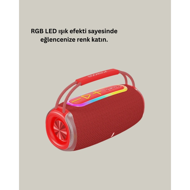 BFS IPX6 Su Geçirmez RGB LED Işıklı Taşınabilir Bluetooth Hoparlör 2400 mAh