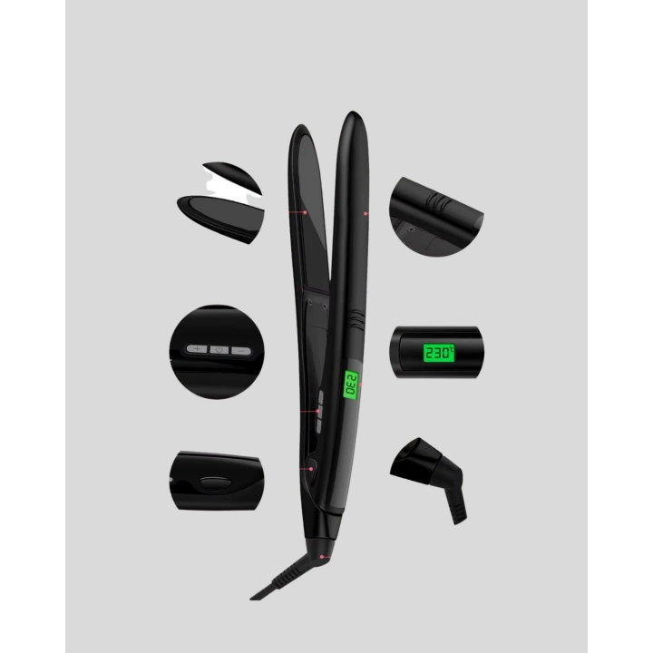 BFS Isı Ayarlı Saç Düzleştirici Titanyum Seramik Plaka, Dijital Ekran