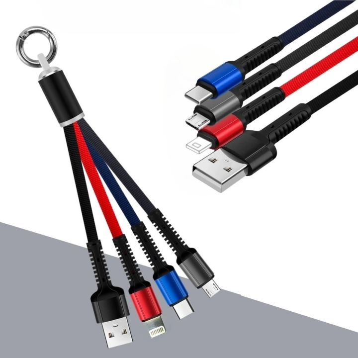 BFS  Işıklı Anahtarlık Model 3 in 1 USB Çıkışlı MİKRO,TYPE-C ve İphone Uyumlu Şarj Kablosu