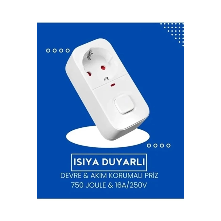 BFS Isıya Duyarlı Devre Ve Akım Korumalı Du Tekli Anahtarlı Priz Fiş 16a/250v 750