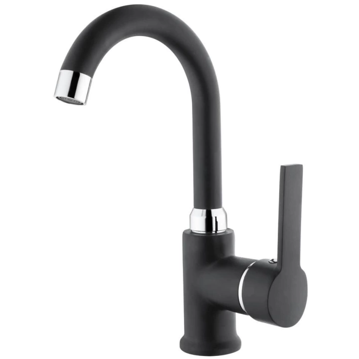 BFS İtimat İdea Siyah 563KCB Kuğu Lavabo Bataryası