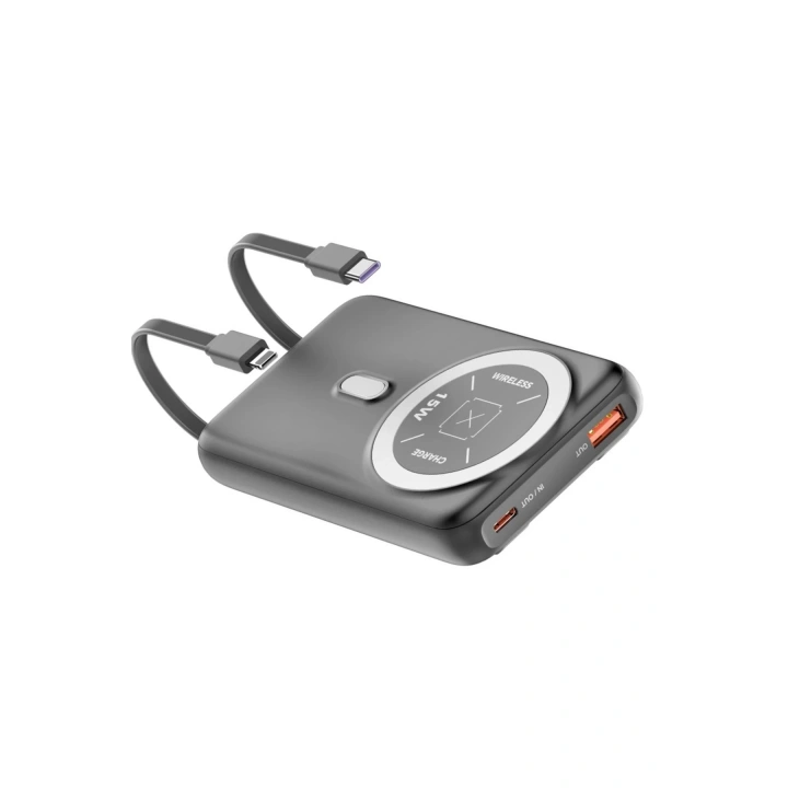 BFS J39 10.000 mAh 20W PD Dahili Kablolu Magsafe Powerbank - Siyah