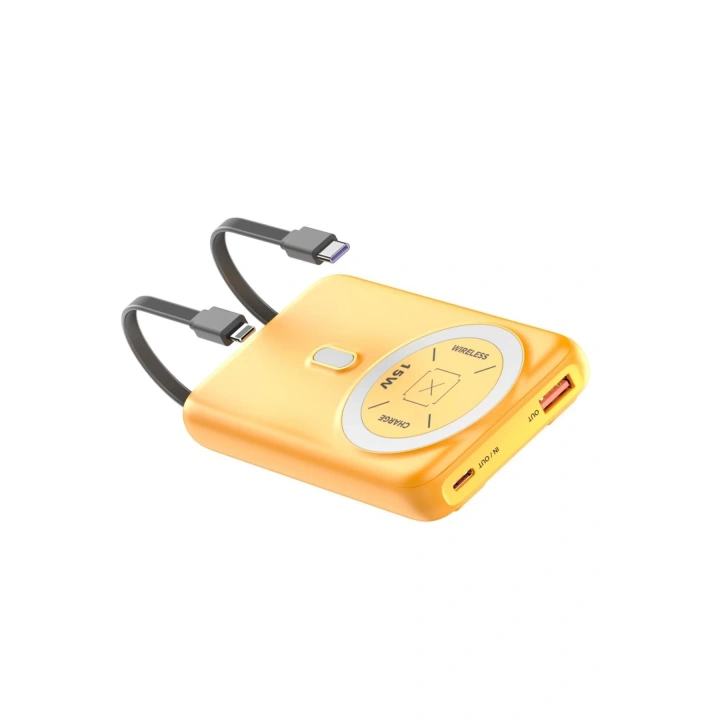 BFS J39 10.000 mAh 20W PD Dahili Kablolu Magsafe Powerbank - Turuncu