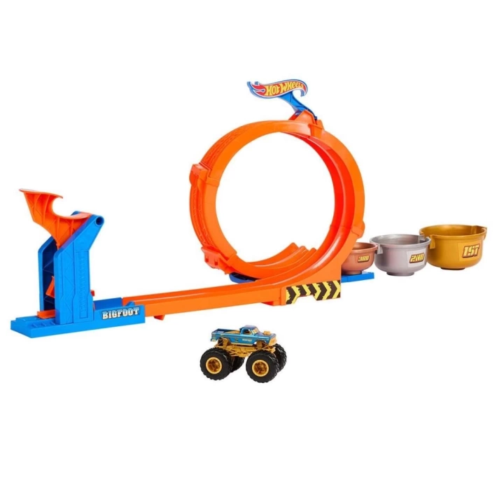 BFS   JBX64 Hot Wheels Monster Trucks Döngü ve Takla Bigfoot Oyun Parkuru