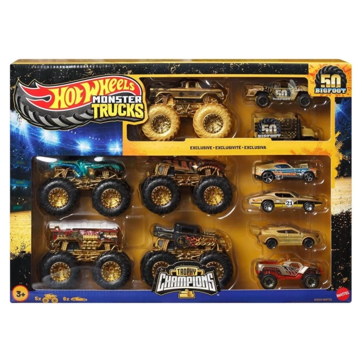 BFS   JDW07 Hot Wheels Monster Trucks Bigfoot Trophy Şampiyonları Araba ve Kamyon Çokl
