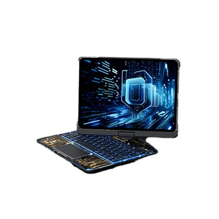 BFS  JP12.9 iPad Pro 12.9 (2022) Kılıf Vales Dönen Ledli Klavyeli Tablet Kılıfı - Siyah