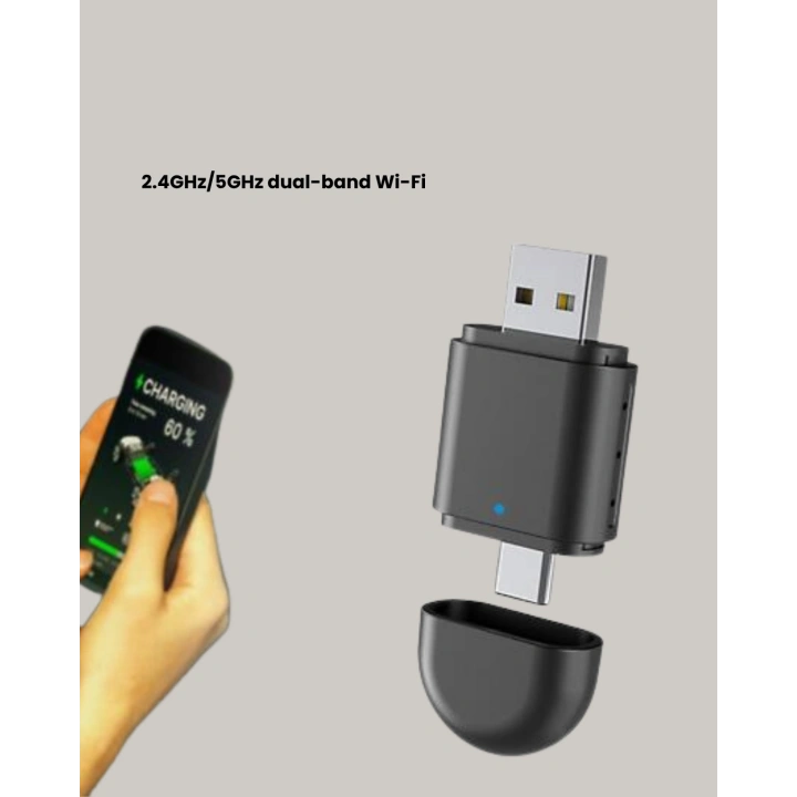 BFS Kablosuz CarPlay ve Android Auto Adaptörü – USB-A & Type-C Girişli Akıllı Dönüştürücü