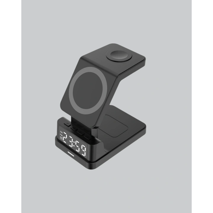 BFS Kablosuz Şarj İstasyonu ve Dijital Saat – Apple Uyumlu, 3 Kademeli Işık Ayarı