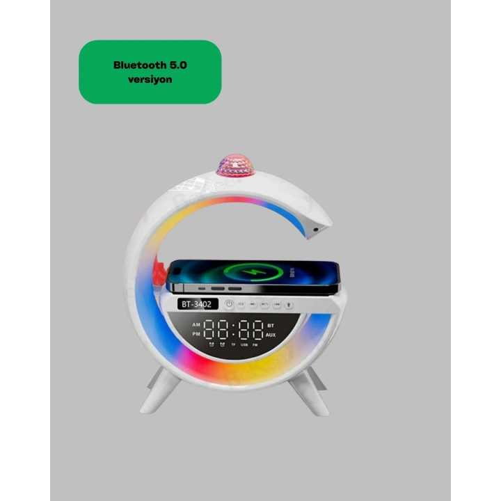 BFS Kablosuz Şarjlı Dijital Saat RGB Işıklı Bluetooth Hoparlör Çok Fonksiyonlu