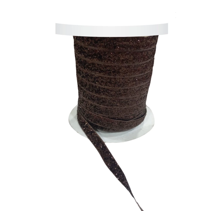BFS Kadife Kurdele Simli 1 cm Kahverengi 2 Metre