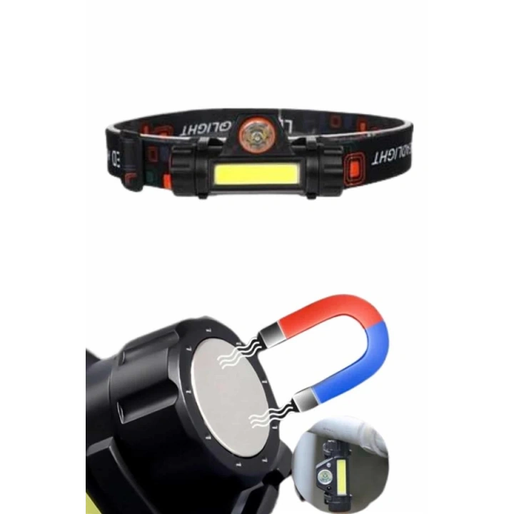 BFS Kafa Lambası Çalışma Işığı Süper Parlak Mıknatıslı Lityum Lion Pilli