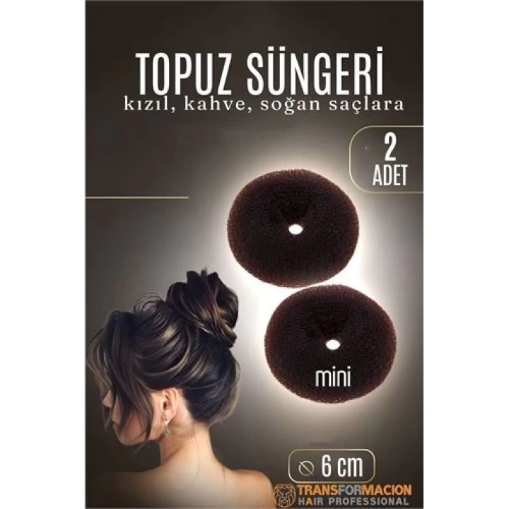 BFS  KAHVE Mini Saç Topuz Süngeri  2 ADET 6 CM Çap 2.5 cm Kalınlık