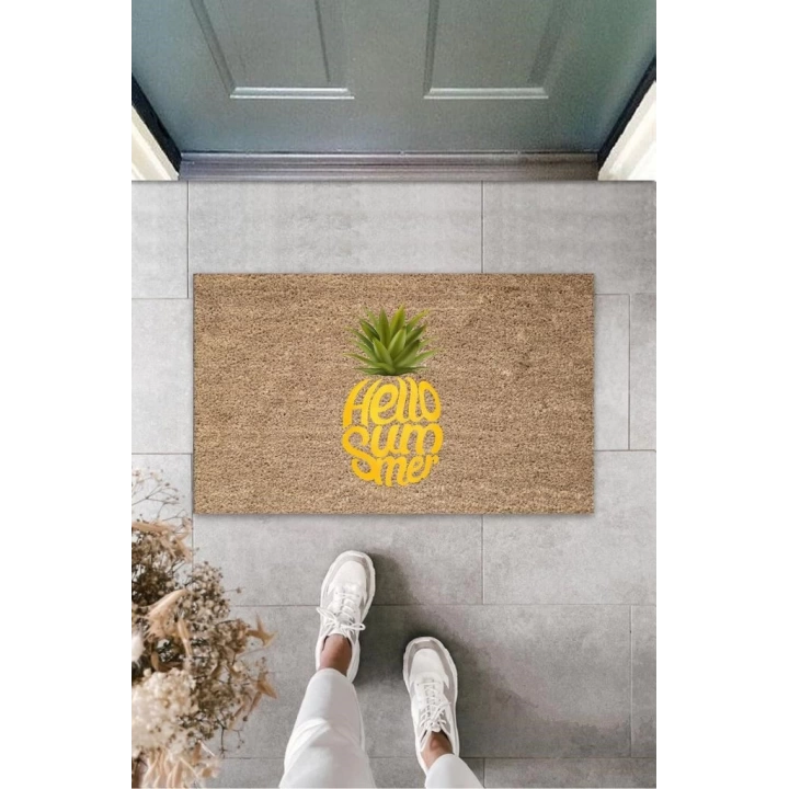 BFS Kahverengi Kapı Önü Paspası Hello Summer Ananas Desen  K-3263